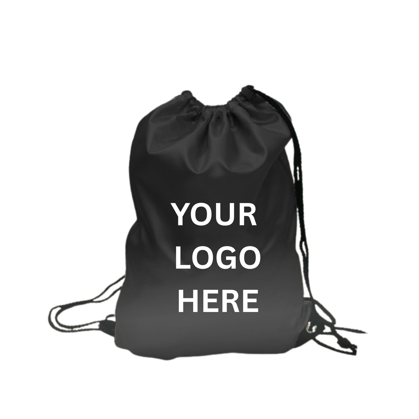 Black drawstring bag to add your own logo on 