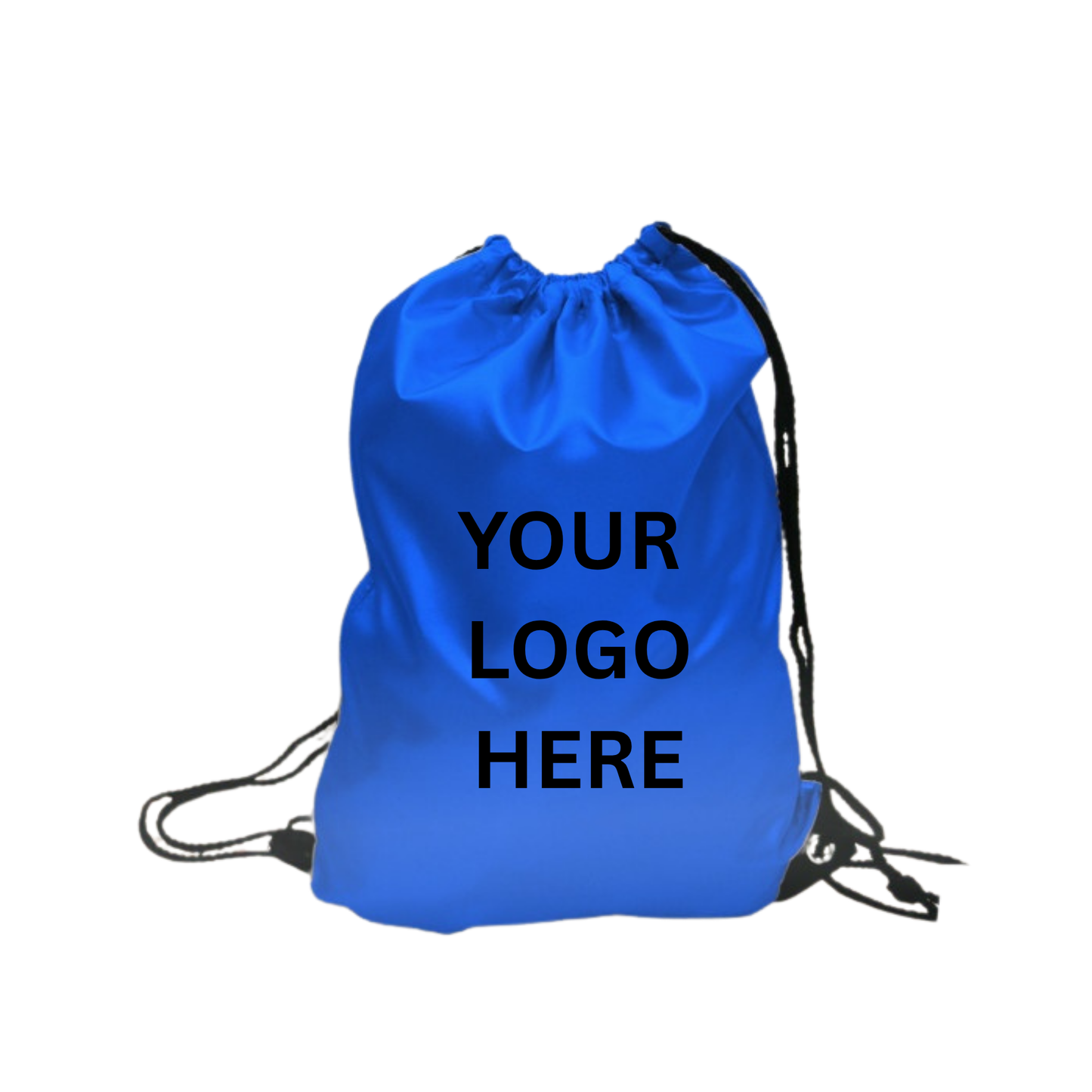 Blue drawstring bag to add your own logo on 