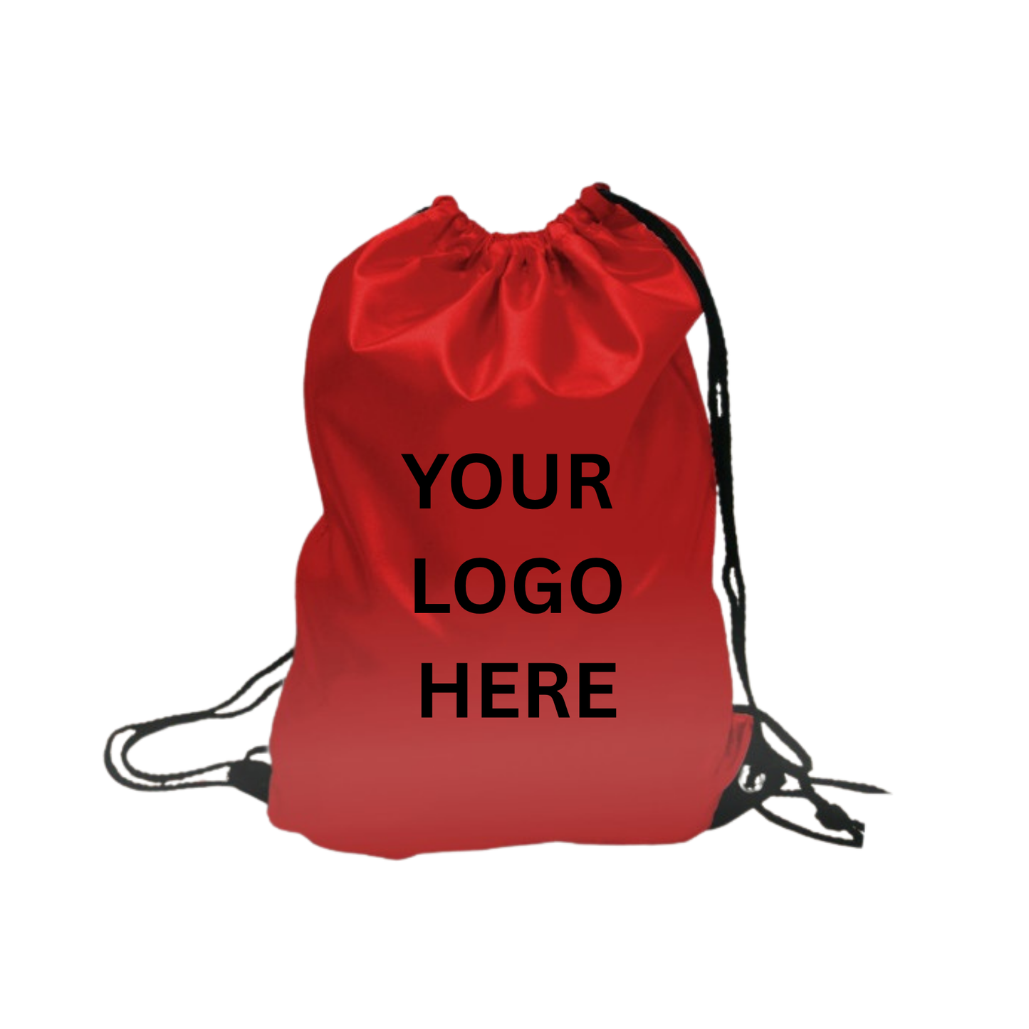 Red drawstring bag to add your own logo on 