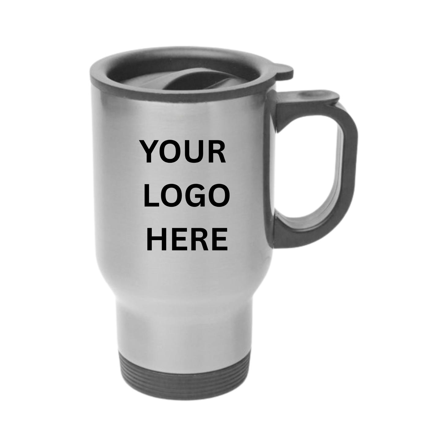 Silver mug with your logo here 
