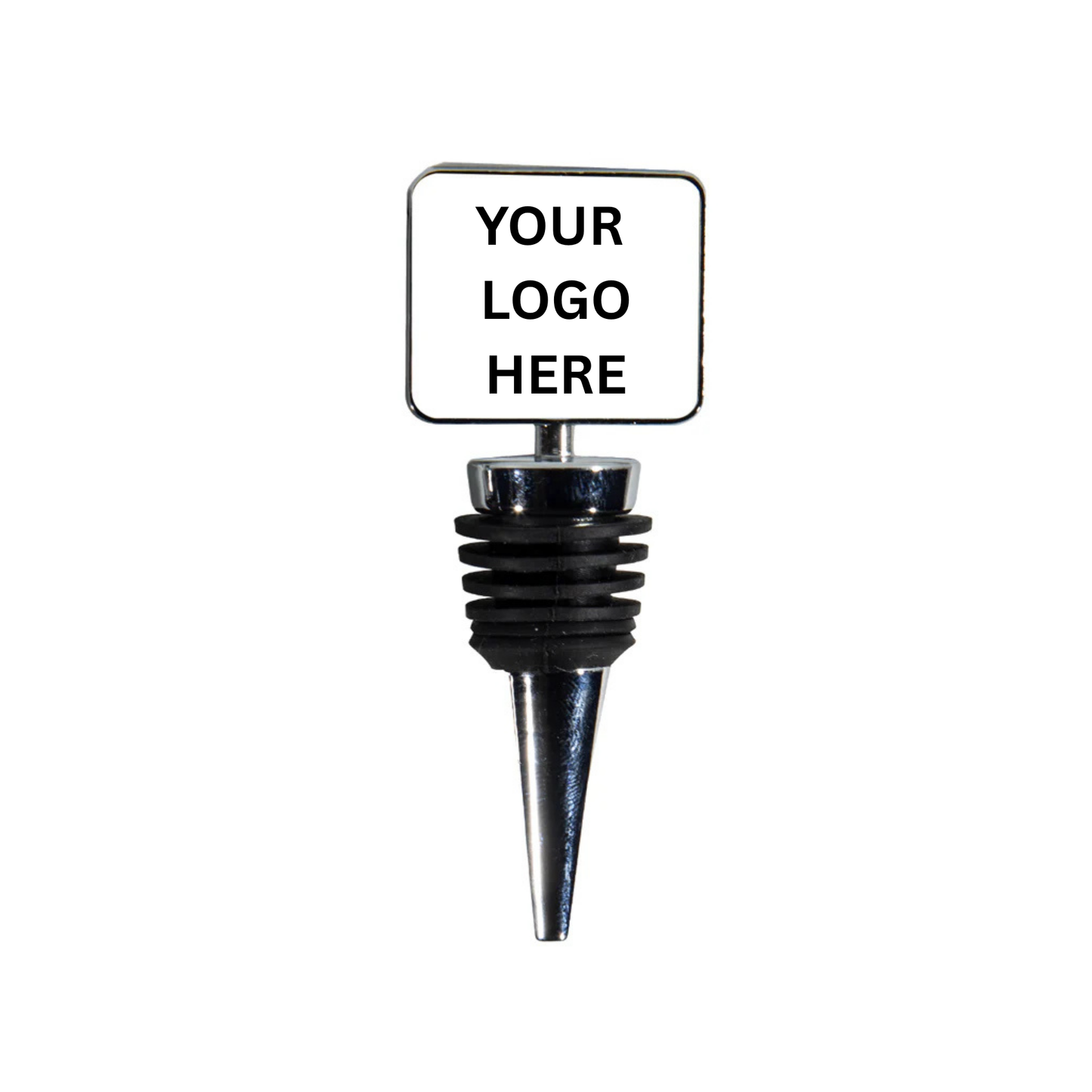 Custom rectangle wine stopper with customer logo on white background 