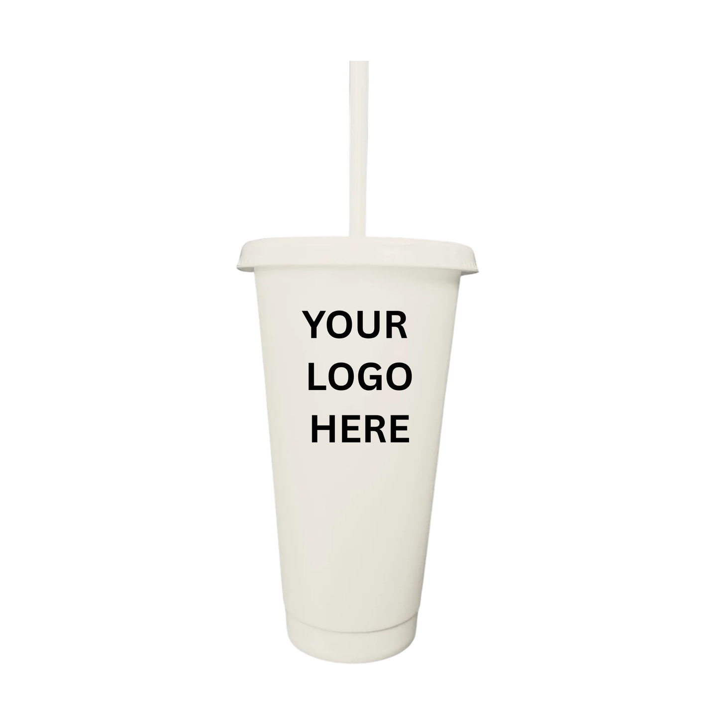 Personalised Reusable Drinks Cup with Straw – Custom Printed Logo or Name - choice of colour